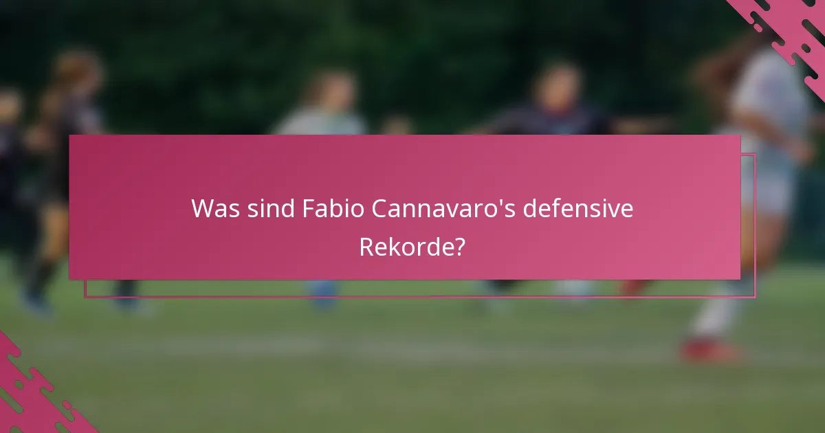 Was sind Fabio Cannavaro's defensive Rekorde?