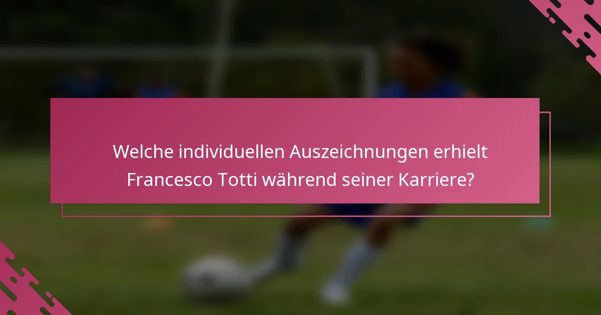 Welche individuellen Auszeichnungen erhielt Francesco Totti während seiner Karriere?