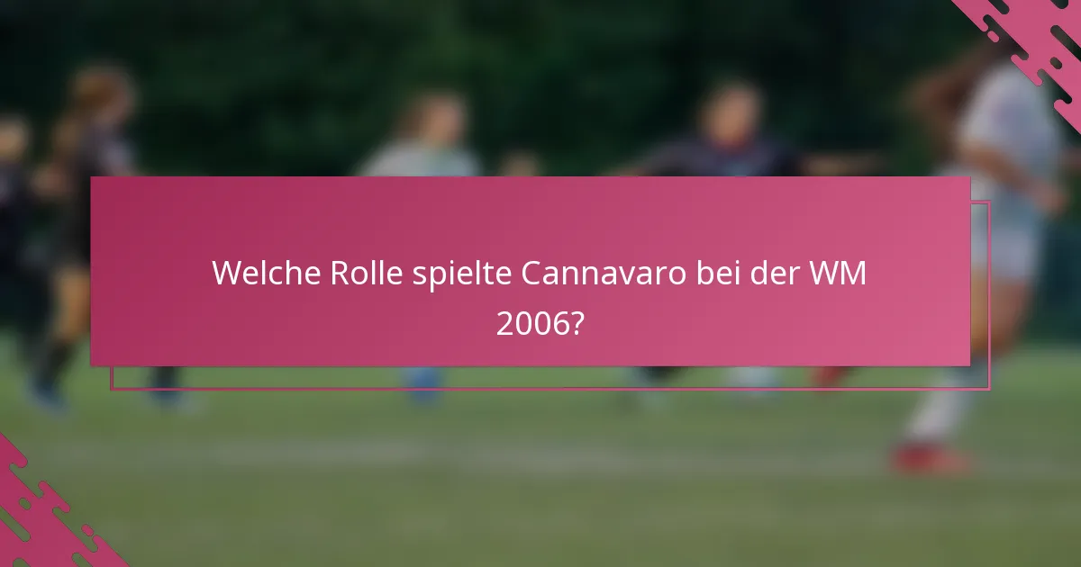 Welche Rolle spielte Cannavaro bei der WM 2006?